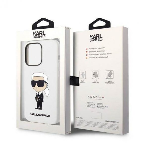 Karl Lagerfeld KLHCP14LSNIKBCH iPhone 14 Pro 6,1" husă rigidă biał/albă din silicon Ikonik