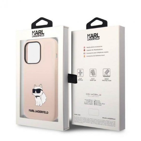 Karl Lagerfeld KLHCP14XSNCHBCP Husă Choupette din silicon pentru iPhone 14 Pro Max 6,7" różowy/roz