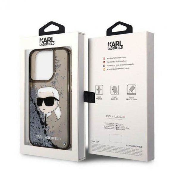 Karl Lagerfeld KLHCP14LLNKHCK iPhone 14 Pro 6,1" carcasă rigidă/neagră Husă cu sclipici Karl Head