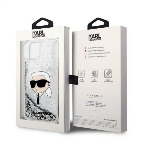 Karl Lagerfeld KLHCP14MLNKHCH iPhone 14 Plus / 15 Plus 6,7" srebrny/argintiu hardcase Glitter Karl Head