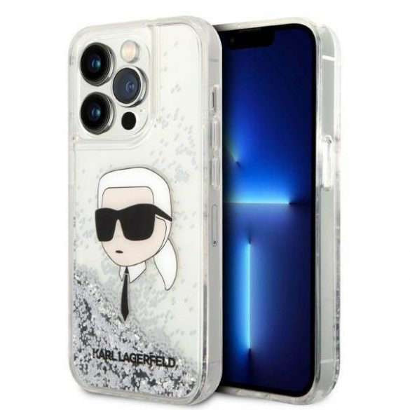 Karl Lagerfeld KLHCP14LLNKHCH iPhone 14 Pro 6,1" srebrny/argintiu Husă rigidă Glitter Karl Head