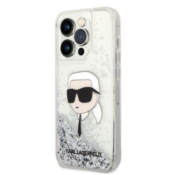 Karl Lagerfeld KLHCP14LLNKHCH iPhone 14 Pro 6,1" srebrny/argintiu Husă rigidă Glitter Karl Head