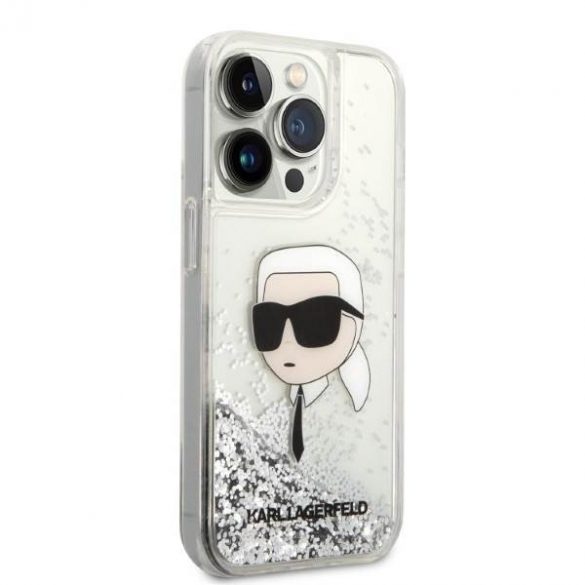 Karl Lagerfeld KLHCP14LLNKHCH iPhone 14 Pro 6,1" srebrny/argintiu Husă rigidă Glitter Karl Head