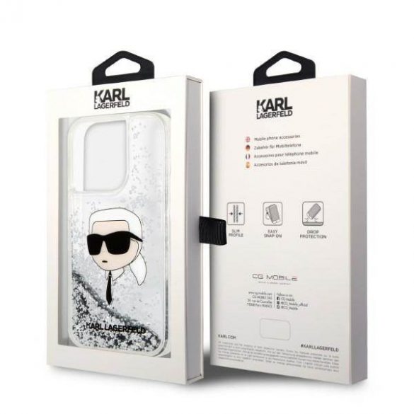 Karl Lagerfeld KLHCP14LLNKHCH iPhone 14 Pro 6,1" srebrny/argintiu Husă rigidă Glitter Karl Head