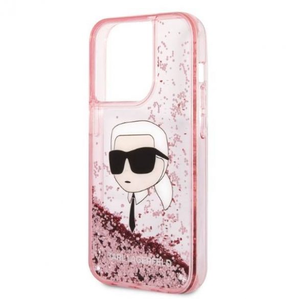 Karl Lagerfeld KLHCP14LLNKHCP iPhone 14 Pro 6,1" rożowy/roz Husă cu sclipici Karl Head