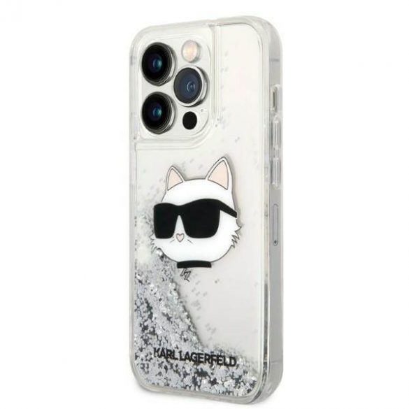 Karl Lagerfeld KLHCP14LLNCHCS iPhone 14 Pro 6,1" srebrny/argintiu husă rigidă Glitter Choupette Head