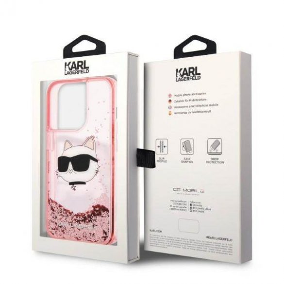 Karl Lagerfeld KLHCP14LLNCHCP iPhone 14 Pro 6,1" husă rigidă rożowy/roz Husă Glitter Choupette Head