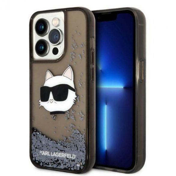 Karl Lagerfeld KLHCP14XLNCHCK iPhone 14 Pro Max 6,7" carcasă rigidă/neagră Husă glitter Choupette Head