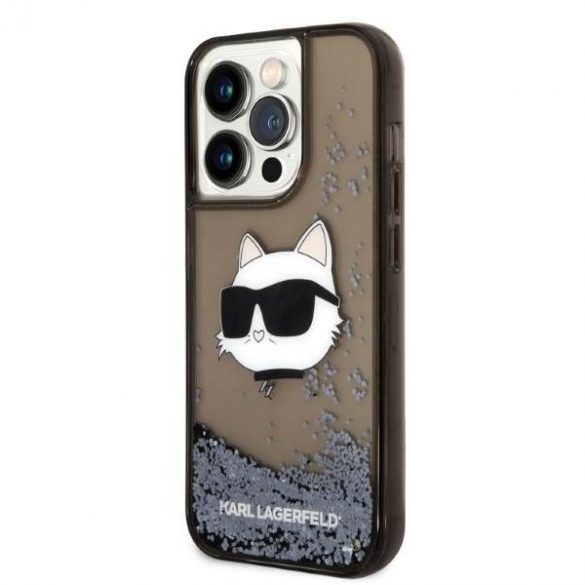 Karl Lagerfeld KLHCP14XLNCHCK iPhone 14 Pro Max 6,7" carcasă rigidă/neagră Husă glitter Choupette Head