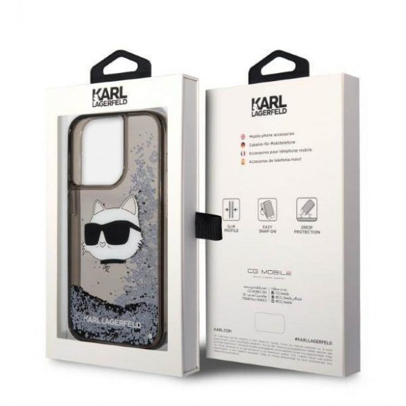 Karl Lagerfeld KLHCP14XLNCHCK iPhone 14 Pro Max 6,7" carcasă rigidă/neagră Husă glitter Choupette Head