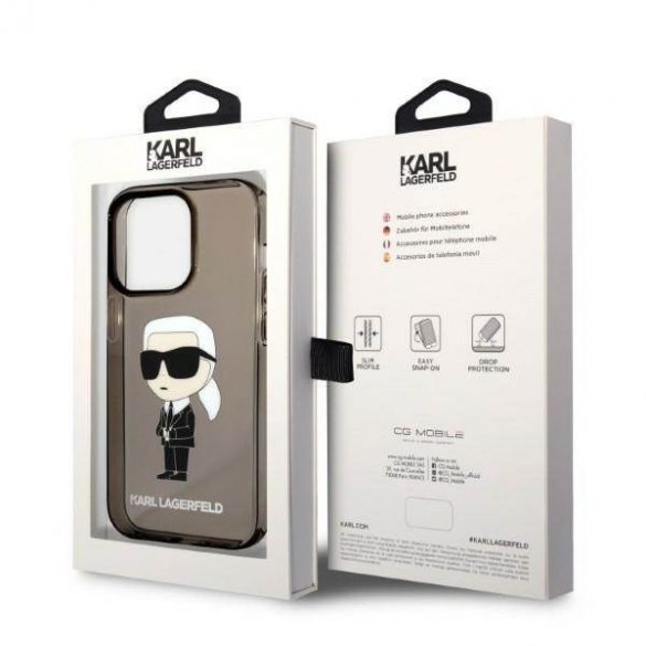 Karl Lagerfeld KLHCP14LHNIKTCK iPhone 14 Pro 6,1" carcasă rigidă/neagră Husă Ikonik Karl Lagerfeld