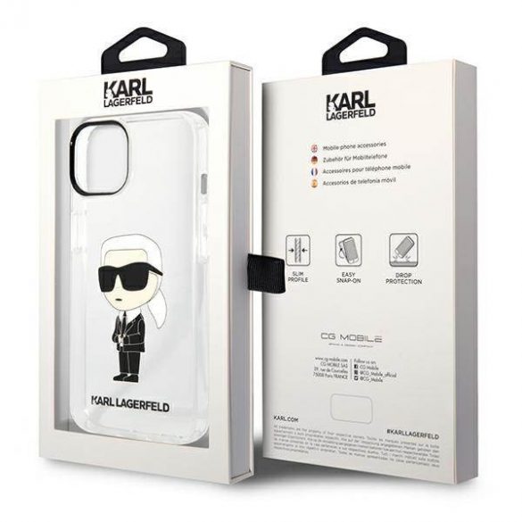 Karl Lagerfeld KLHCP14MHNIKTCT iPhone 14 Plus / 15 Plus Husă rigidă transparentă de 6,7" Ikonik Karl Lagerfeld