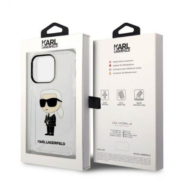 Karl Lagerfeld KLHCP14LHNIKTCT iPhone 14 Pro 6,1" husă rigidă transparentă Ikonik Karl Lagerfeld