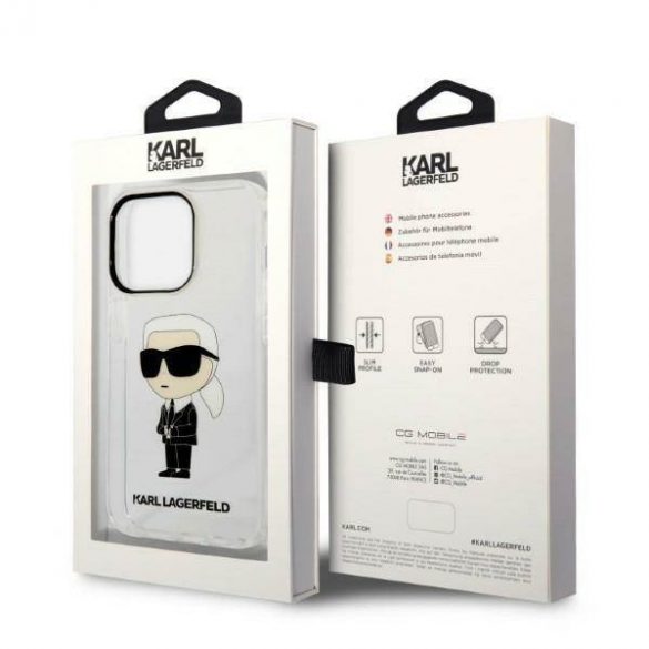 Karl Lagerfeld KLHCP14XHNIKTCT iPhone 14 Pro Max 6,7" husă rigidă transparentă Ikonik Karl Lagerfeld