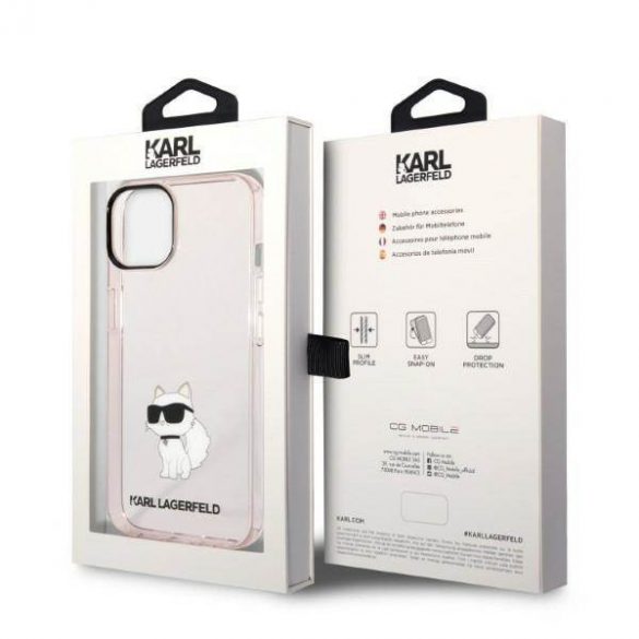 Karl Lagerfeld KLHCP14SHNCHTCP iPhone 14 / 15 / 13 6,1" roz/roz hard Husă Ikonik Choupette