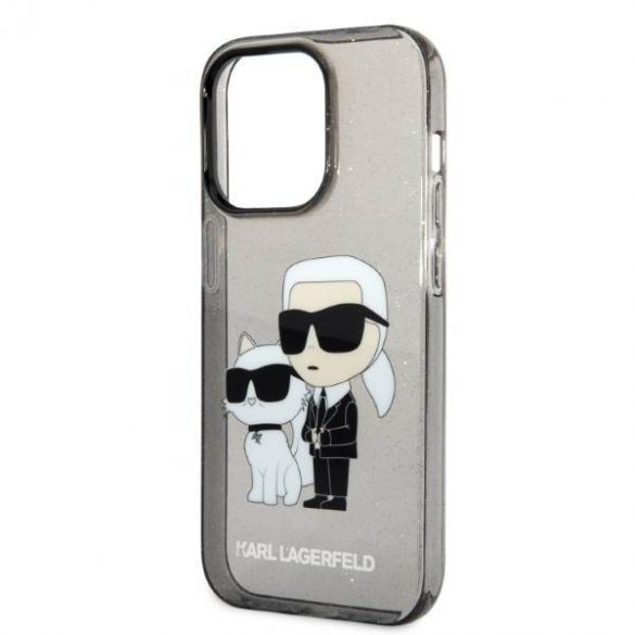 Karl Lagerfeld KLHCP14LHNKCTGK iPhone 14 Pro 6,1" negru/negru hard Husă Gliter Karl&Choupette husă