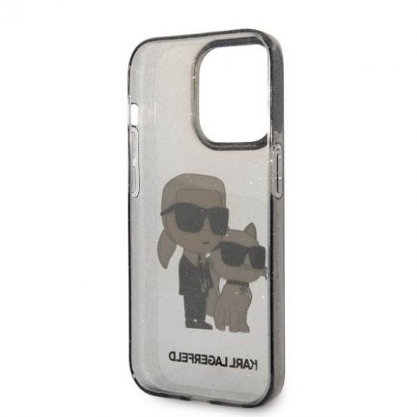 Karl Lagerfeld KLHCP14LHNKCTGK iPhone 14 Pro 6,1" negru/negru hard Husă Gliter Karl&Choupette husă