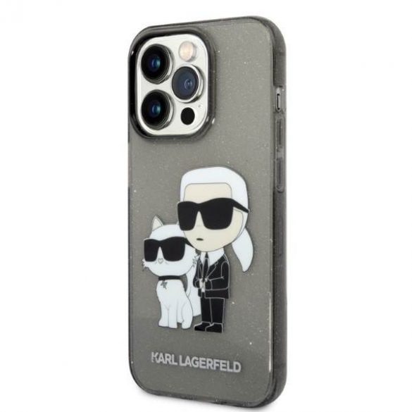 Karl Lagerfeld KLHCP14XHNKCTGK Carcasă rigidă pentru iPhone 14 Pro Max 6,7" czarny/negru Husă cu sclipici Karl&Chouppete