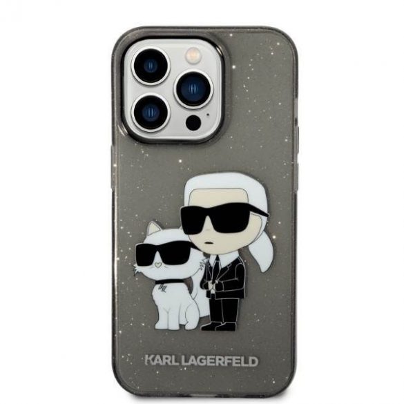 Karl Lagerfeld KLHCP14XHNKCTGK Carcasă rigidă pentru iPhone 14 Pro Max 6,7" czarny/negru Husă cu sclipici Karl&Chouppete