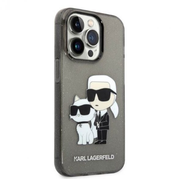 Karl Lagerfeld KLHCP14XHNKCTGK Carcasă rigidă pentru iPhone 14 Pro Max 6,7" czarny/negru Husă cu sclipici Karl&Chouppete