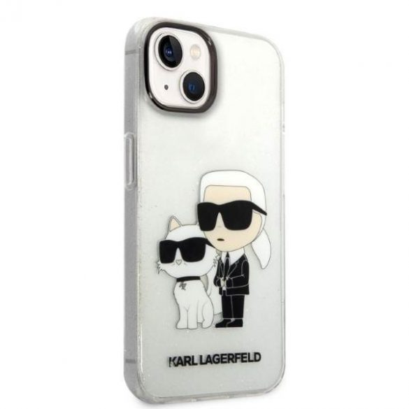 Karl Lagerfeld KLHCP14MHNKCTGT iPhone 14 Plus / 15 Plus 6,7" transparent hard Husă Gliter Karl&Choupette