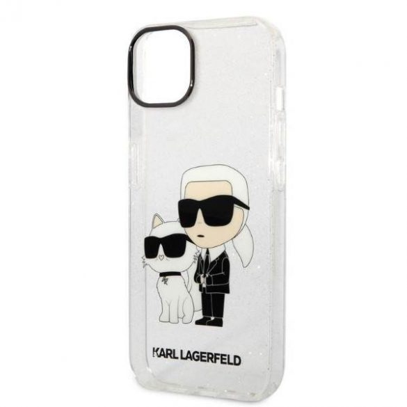 Karl Lagerfeld KLHCP14MHNKCTGT iPhone 14 Plus / 15 Plus 6,7" transparent hard Husă Gliter Karl&Choupette