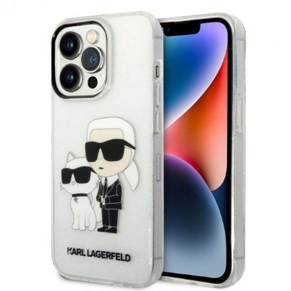 Karl Lagerfeld KLHCP14XHNKCTGT iPhone 14 Pro Max 6,7" husă rigidă transparentă Husă cu sclipici Karl&Chouppete