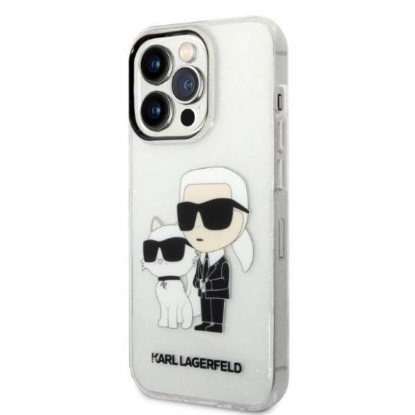 Karl Lagerfeld KLHCP14XHNKCTGT iPhone 14 Pro Max 6,7" husă rigidă transparentă Husă cu sclipici Karl&Chouppete