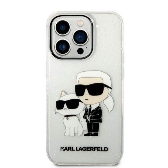 Karl Lagerfeld KLHCP14XHNKCTGT iPhone 14 Pro Max 6,7" husă rigidă transparentă Husă cu sclipici Karl&Chouppete