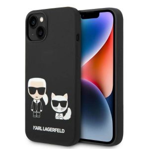 Karl Lagerfeld KLHMP14MSSKCK iPhone 14 Plus / 15 Plus 6,7" hard Husă negru/negru Silicon lichid Karl & Choupette Magsafe