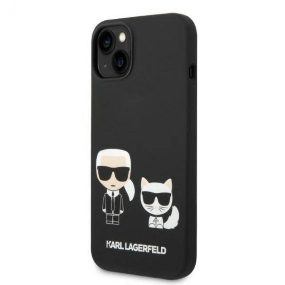 Karl Lagerfeld KLHMP14MSSKCK iPhone 14 Plus / 15 Plus 6,7" hard Husă negru/negru Silicon lichid Karl & Choupette Magsafe