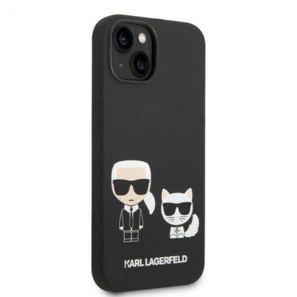 Karl Lagerfeld KLHMP14MSSKCK iPhone 14 Plus / 15 Plus 6,7" hard Husă negru/negru Silicon lichid Karl & Choupette Magsafe