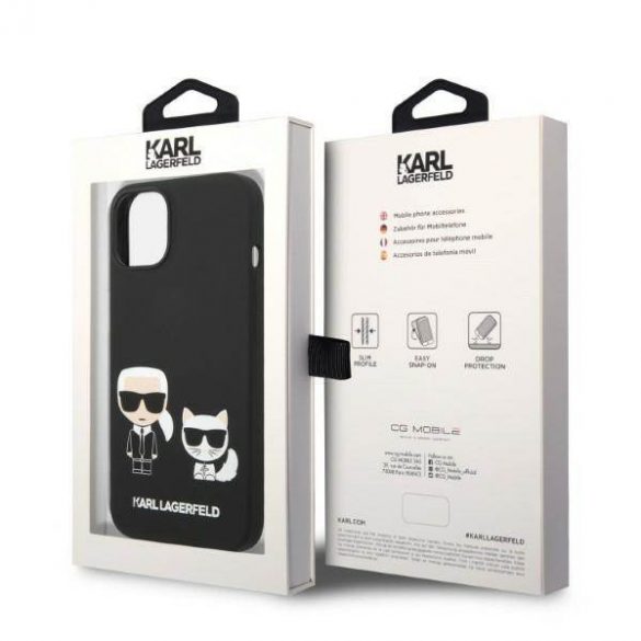 Karl Lagerfeld KLHMP14MSSKCK iPhone 14 Plus / 15 Plus 6,7" hard Husă negru/negru Silicon lichid Karl & Choupette Magsafe