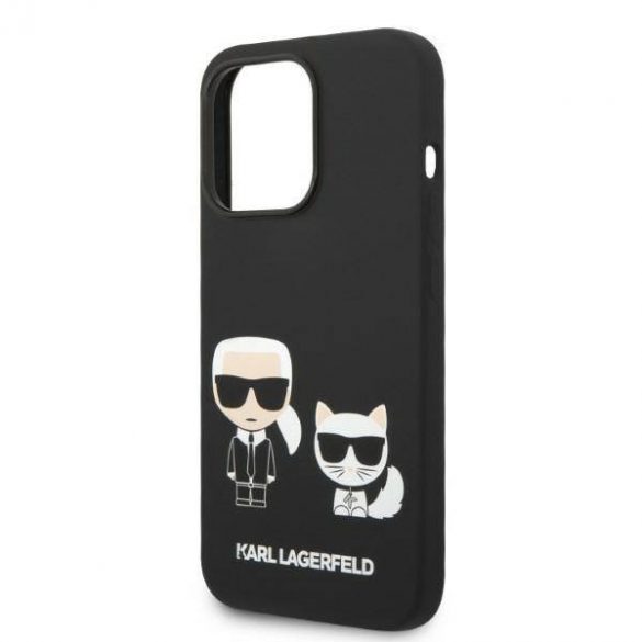 Karl Lagerfeld KLHMP14LSSKCK Husă rigidă pentru iPhone 14 Pro 6,1 inchi, negru, silicon lichid Karl & Choupette Magsafe