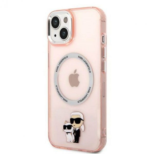 Karl Lagerfeld KLHMP14SHNKCIP iPhone 14 / 15 / 13 6,1" hard Husă roz/roz Iconic Karl&Choupette Magsafe