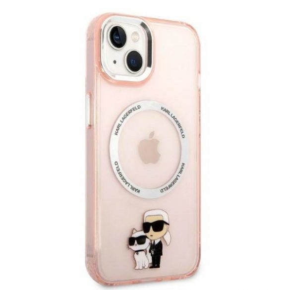 Karl Lagerfeld KLHMP14SHNKCIP iPhone 14 / 15 / 13 6,1" hard Husă roz/roz Iconic Karl&Choupette Magsafe