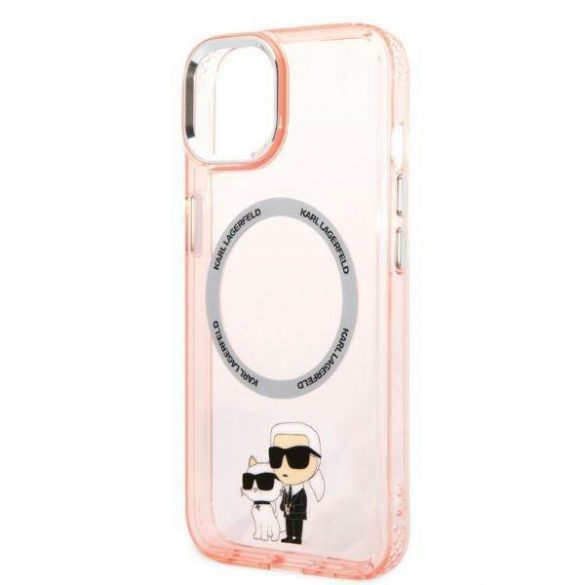 Karl Lagerfeld KLHMP14SHNKCIP iPhone 14 / 15 / 13 6,1" hard Husă roz/roz Iconic Karl&Choupette Magsafe