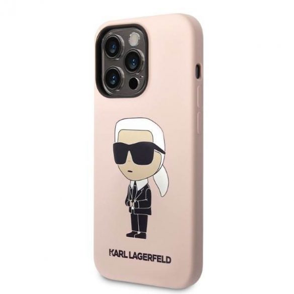 Karl Lagerfeld KLHMP14LSNIKBCP Husă rigidă pentru iPhone 14 Pro 6,1" rożowy/roz Husă din silicon Ikonik Magsafe