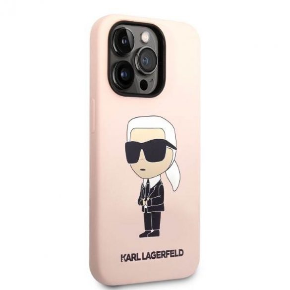 Karl Lagerfeld KLHMP14LSNIKBCP Husă rigidă pentru iPhone 14 Pro 6,1" rożowy/roz Husă din silicon Ikonik Magsafe