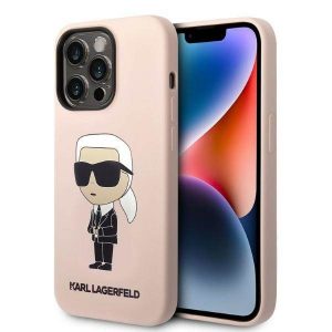 Karl Lagerfeld KLHMP14XSNIKBCP Husă rigidă de 6,7 inchi pentru iPhone 14 Pro Max, rożowy/roz Husă Ikonik Magsafe din silicon