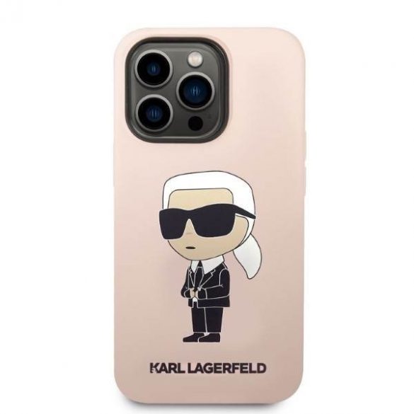 Karl Lagerfeld KLHMP14XSNIKBCP Husă rigidă de 6,7 inchi pentru iPhone 14 Pro Max, rożowy/roz Husă Ikonik Magsafe din silicon