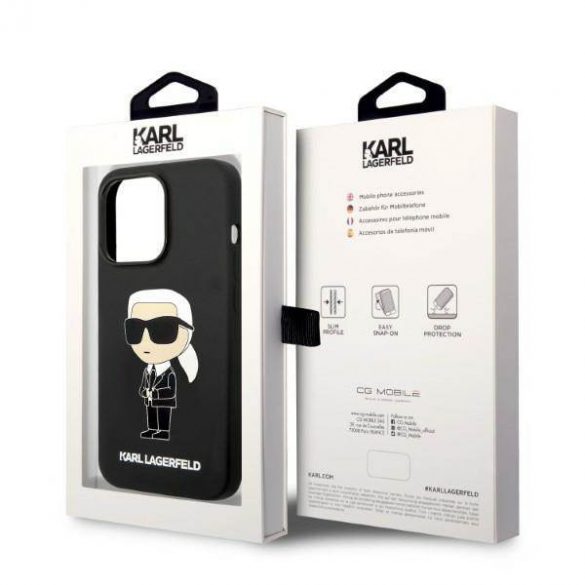 Karl Lagerfeld KLHMP14LSNIKBCK Husă rigidă pentru iPhone 14 Pro de 6,1 inchi, negru/czarny Husă silicon Ikonik Magsafe