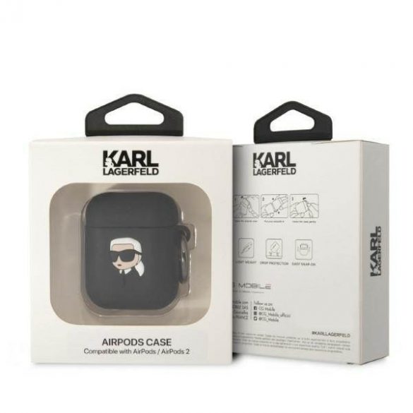 Karl Lagerfeld KLA2RUNIKK AirPods 1/2 Husă negru / negru Silicon Karl Head 3D husă