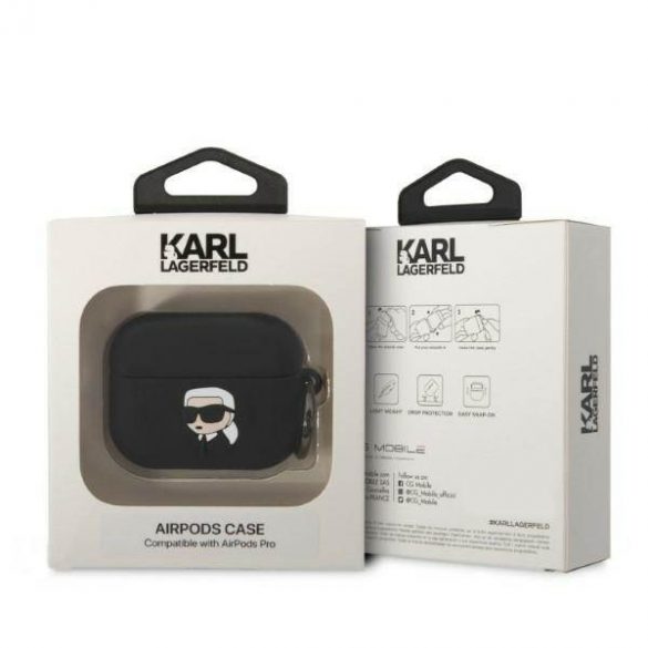 Husa Karl Lagerfeld KLAPRUNIKK AirPods Pro carcasa/neagra Husa Karl Head 3D din silicon