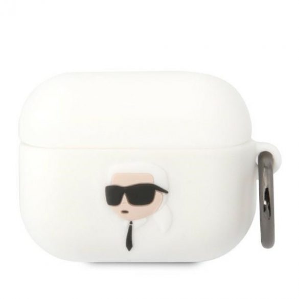 Husa Karl Lagerfeld KLAPRUNIKH AirPods Pro bial/alb Silicon Karl Head 3D