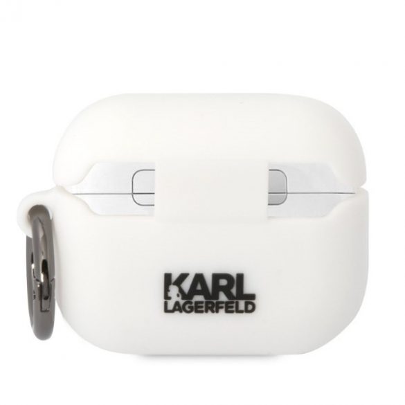 Husa Karl Lagerfeld KLAPRUNIKH AirPods Pro bial/alb Silicon Karl Head 3D