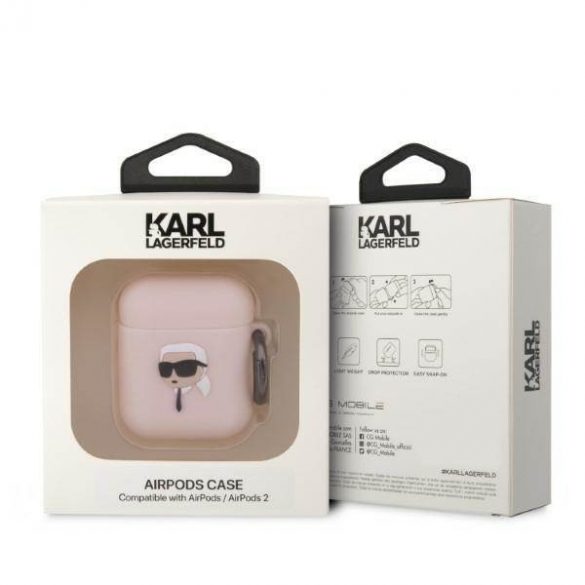 Karl Lagerfeld KLA2RUNIKP AirPods 1/2 Husă roz/roz Silicon Karl Head 3D husă