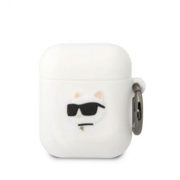 Husa Karl Lagerfeld KLA2RUNCHH AirPods 1/2 biał/alb Husă silicon Choupette Head 3D