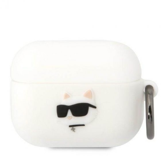 Husa Karl Lagerfeld KLAPRUNCHH AirPods Pro biał/alb Husa Choupette Head 3D din silicon