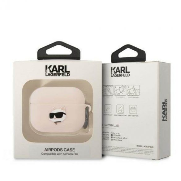 Husa Karl Lagerfeld KLAPRUNCHP AirPods Pro husa różowy/roz Silicon Choupette Head 3D